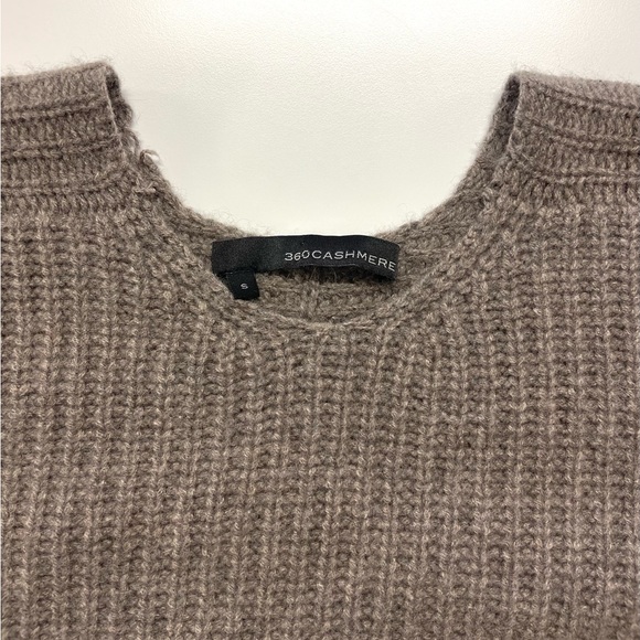 Women’s 360Cashmere Taupe‎ Brown Knitted Cashmere Sweater Poncho SMALL - Picture 2 of 8